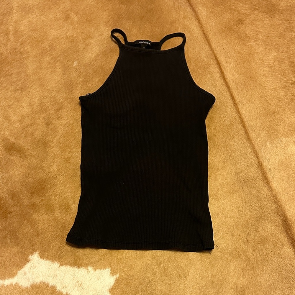 Ambiance Black Ribbed Tank Top